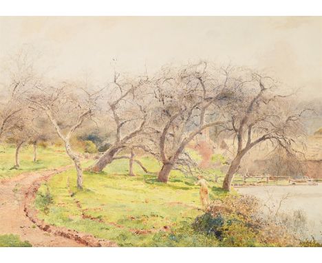JOHN WILLIAM NORTH (BRITISH 1842-1924) FIGURE AT THE WATER'S EDGE  Watercolour  Signed, dated and inscribed 'ARA April 1899' 