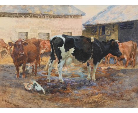 λ LUCY KEMP-WELCH (BRITISH 1869-1958) THE TRANSIENT GOLDEN HOUR Watercolour Signed (lower left) 31.5 x 41.5cm (12¼ x 16¼ in.)