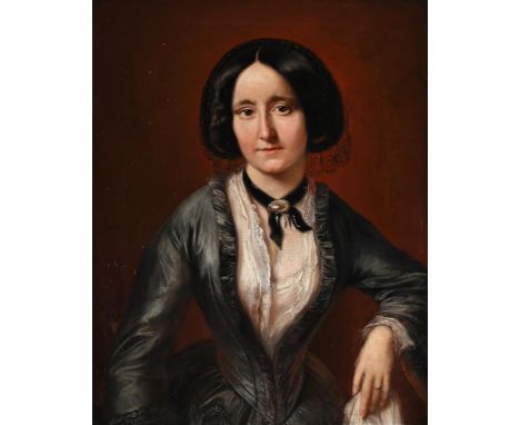 JULIUS JACOB (GERMAN 1811-1882) PORTRAIT OF A LADY, TRADITIONALLY IDENTIFIED AS GEORGE ELIOT Oil on canvas Signed (centre lef