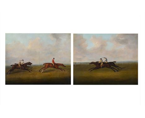 JOHN NOST SARTORIUS (BRITISH 1759-1828) A A MATCHED RACE; AT FULL GALLOP Oil on canvas, a pair Both signed (lower right) Each