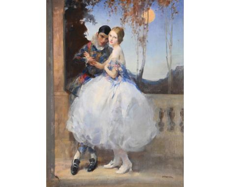 λ WALTER ERNEST WEBSTER (BRITISH 1878 - 1959) ROMANCE Oil on canvas laid to board Signed (lower right) 70 x 52cm (27½ x 20¼ i