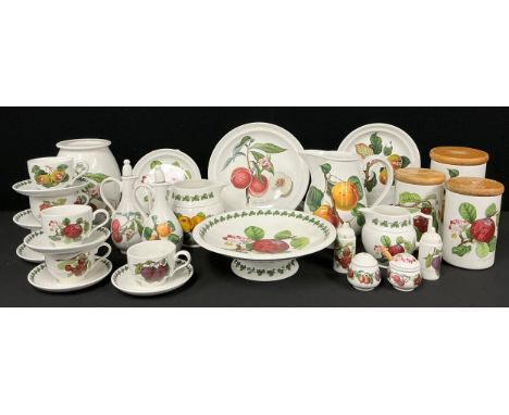 A Portmeirion Pomona Albany Morning Apple pattern pedestal comport, 30cm diameter; others similar Pomona pieces including a l