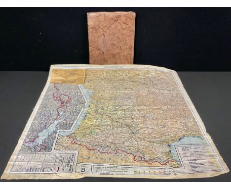 Militaria - a WWII RAF silk escape map, transfer printed on two sides, Sheet A and Sheet B, France Belgium Holland, 70cm x 74