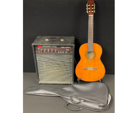 Musical Instruments - a Yamaha CS-40 classical guitar, soft-case; a Sound City 30R amplifier; stand (3)