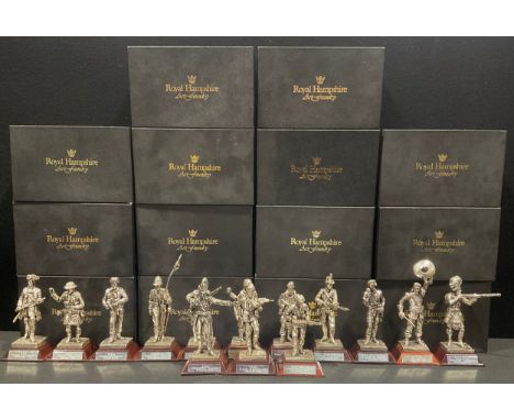 A set of thirteen Royal Hampshire military uniform miniature metal figures, sculpted by R Hardy, boxed