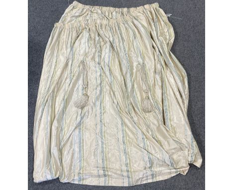 Textiles - Large pair of Laura Ashley silk interlined curtains and tiebacks, 147cm wide, 250cm drop