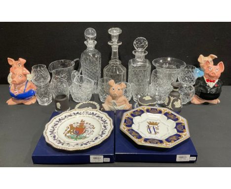 Ceramics and glass - set of five NatWest wade pottery money banks, Sir Nathaniel, Annabel etc, Royal Crown Derby Royal commem