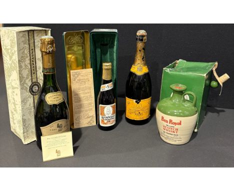 A bottle of Champagne, Veuve Clicquot Ponsardin 1945, Reims France, for H Parrot &amp; Co, London EC3; another Champagne, 75t