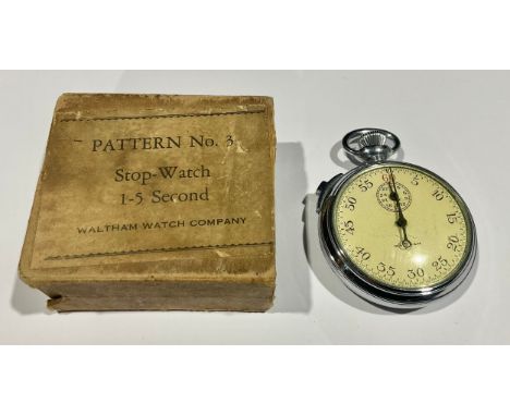 A Waltham military 1-5 second stopwatch, pattern no.3, war department marked and numbered 36533, with original box