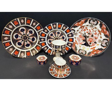 Royal Crown Derby - 1128 imari 26.8cm diameter plate, seconds; similar coffee can, with trial/training piece saucers, similar