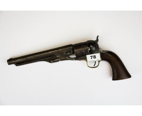 An 1860 pattern Colt army .44 calibre revolver, non matching numbers barrel and trigger 10123 for 1863 main frame number 1385