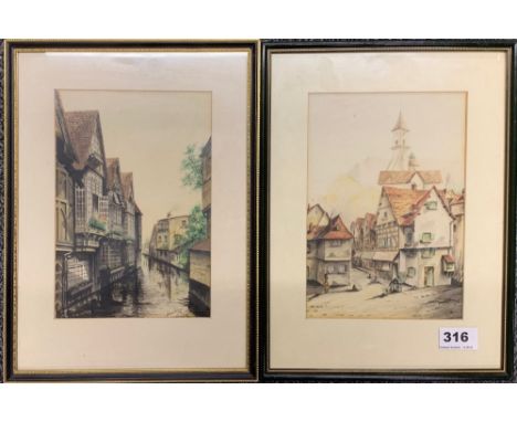 A pair of framed watercolours signed Norman Pipe  '31, frame size 25 x 33cm.