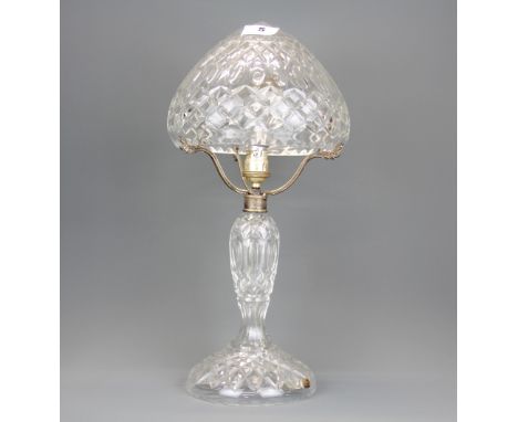 A cut crystal table lamp and shade, H. 42cm.