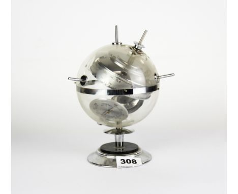 An interesting vintage satellite shaped thermometer and barometer by FCF, H. 20cm.
