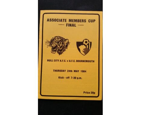 FOOTBALL, programme, Hull City v AFC Bournemouth, 1984 Associate Members Cup Final, EX