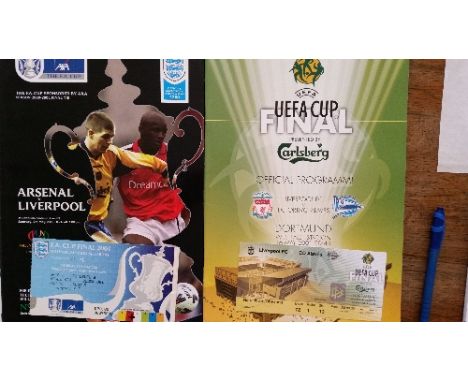 FOOTBALL, programmes and tickets from Liverpool's 2000/1 Treble season, UEFA Cup Final (v Deportivo Alaves) & F.A. Cup Final 