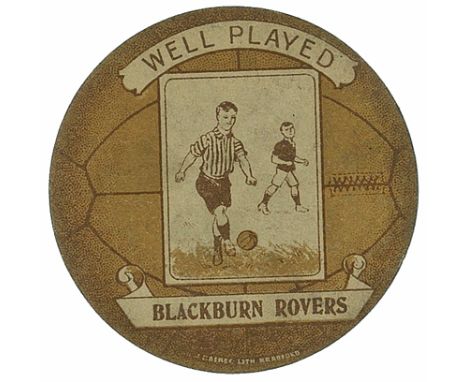 BAINES, ball-shaped football card, Well Played Blackburn Rovers, light brown background, VG