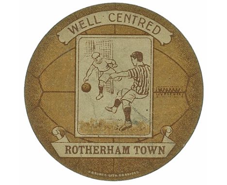 BAINES, ball-shaped football card, Well Centred Rotherham Town, light brown background, VG