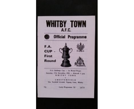 FOOTBALL, programme, Whitby Town v Chesterfield, 1984/5 FAC (1st round), EX