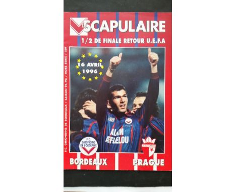 FOOTBALL, programme, Bordeaux v Slavia Budapest, 1996 UEFA Cup Semi-Final, EX