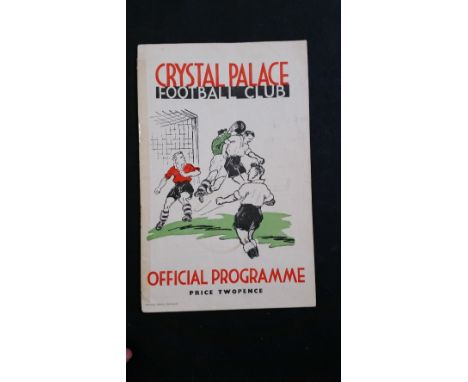 FOOTBALL, Crystal Palace home programme, 3rd Dec 1938, v Reading, 3rd Division (South), tape repair to spine, G
