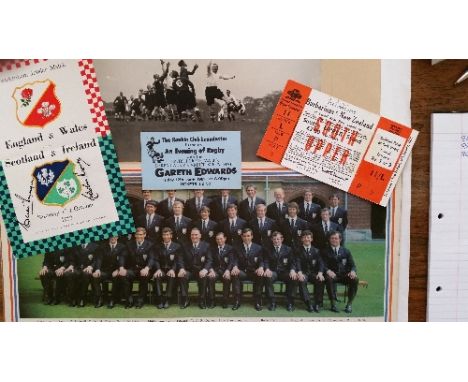 RUGBY UNION, selection, inc. ticket for Barbarians v New Zealand 1973, counter-foil re-attached (with tape to both sides); Ga