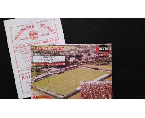 FOOTBALL, programmes, Accrington Stanley v Gateshead, 1992/3 FAC (1st round), with reprint of 1957 programme for match betwee