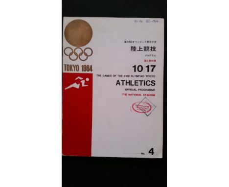 OLYMPICS, daily programme from the 1964 Tokyo Olympiad, 4th day of Athletics inc. 3000m Steeplechase (Herriot silver medal), 