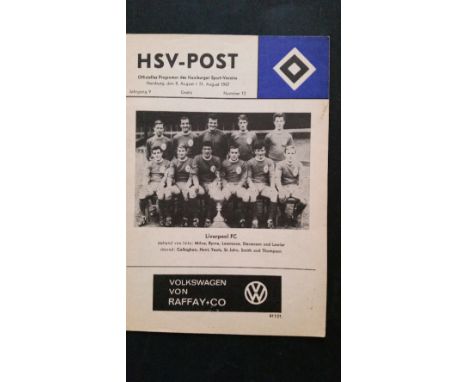 FOOTBALL, programme, Hambourg v Liverpool, 1967 friendly, EX