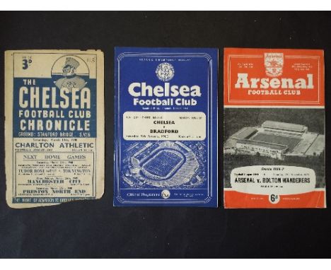 FOOTBALL, programmes, 1950s selection, inc. Chelsea (24), Arsenal (12), Fulham, Notts County, Everton etc., some creasing and