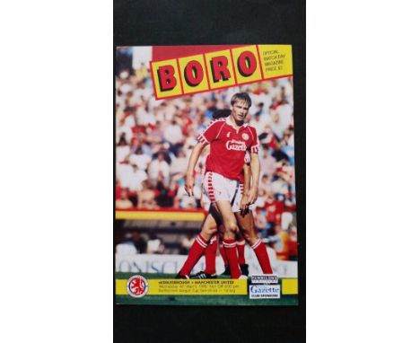 FOOTBALL, programme, Middlesbrough v Manchester United, 1992 League Cup Semi-Final (1st leg), EX