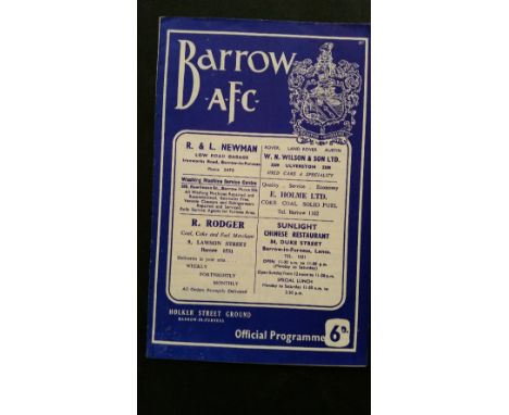 FOOTBALL, programme, Barrow v Blackburn, 1966/7 Lancashire Cup Semi-Final, EX
