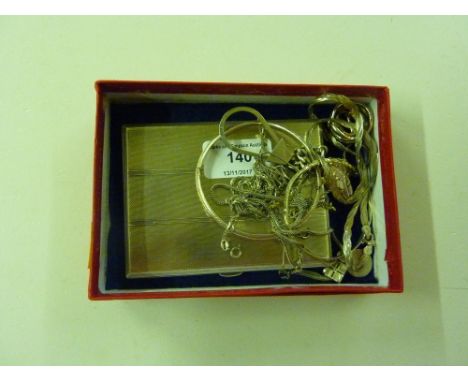 A silver engine turned cigarette case; together with a a quantity of silver and white metal jewellery 