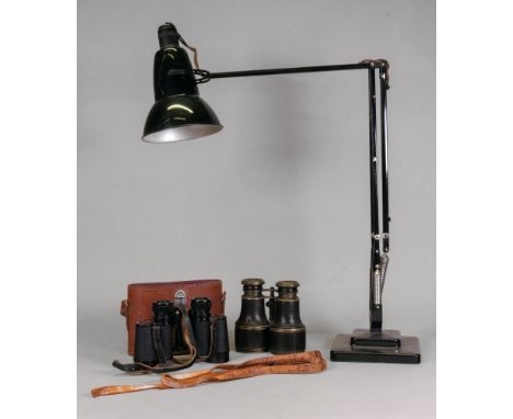 A vintage 'The Anglepoise Lamp' pat. in UK and abroad, pair of Dollond London Luma 8x30 binoculars in leather case and a pair
