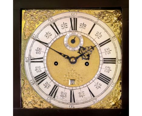 Cor. Herbert London Bridge; an early 18th century longcase clock, the 11.25" brass dial with silvered chapter ring, Roman and