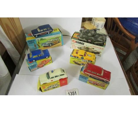 Four Corgi toys in original boxes including Ford Cortina, Hillman Imp, Chevrole Corvette etc.,