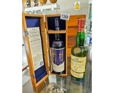 A boxed bottle of Royal Lochnagar single scotch and a bottle of Glenlivet single malt.&nbsp;&nbsp;COLLECT ONLY.