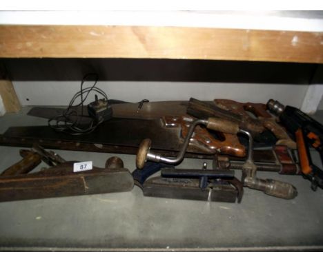 A quantity of tools including saws and planes.(Planes: Staley No 5, Record No 078)