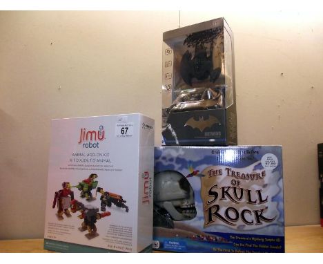 A sealed Propel Batman Batwing performance stunt drone, Jimu robot and The Treasure of Skull Rock