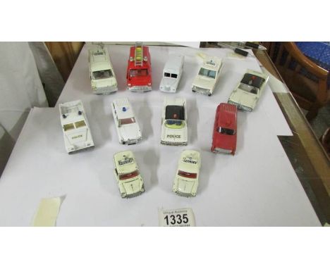 A selection of Dinky and Corgi police and fire vehicles.