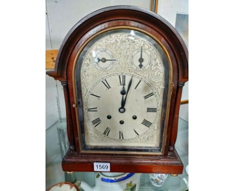 A mahogany bracket clock. COLLECT ONLY.