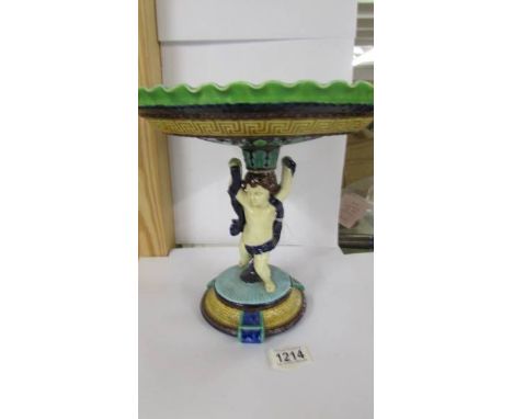 A Spode Copeland majolica comport, 27cm tall by 27cm diameter.*CONDITION REPORT*Diameter 26.5cm, height 27cm.Looks in very go