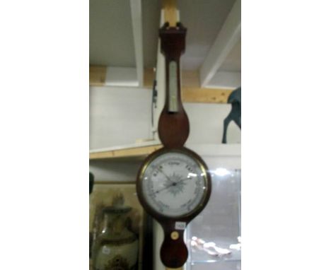 A mahogany banjo barometer. COLLECT ONLY.