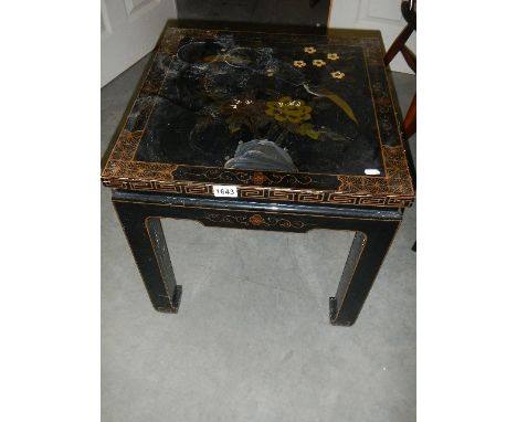 A Chinese square painted side table. COLLECT ONLY.* Condition report*The top has circular ring marks, larger than cup stains.