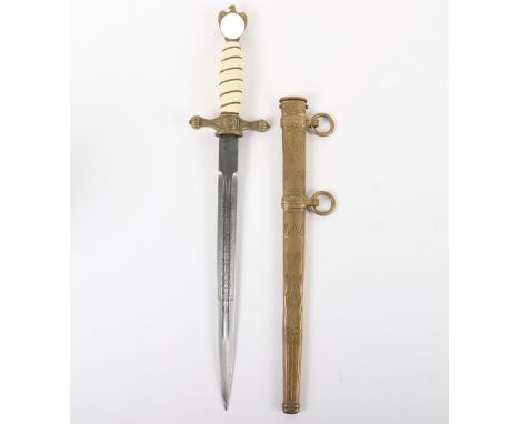 WW2 German Kriegsmarine Officers Dress Dagger by Carl Eickhorn, Solingen, standard example with white celluloid grip, brass e