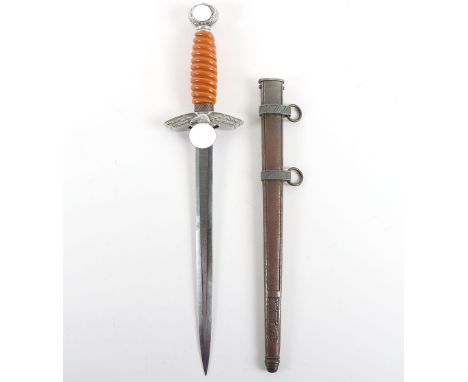 WW2 German Luftwaffe 2nd Pattern Officers Dress Dagger by SMF with Named Dedication to the Blade, standard type with orange c