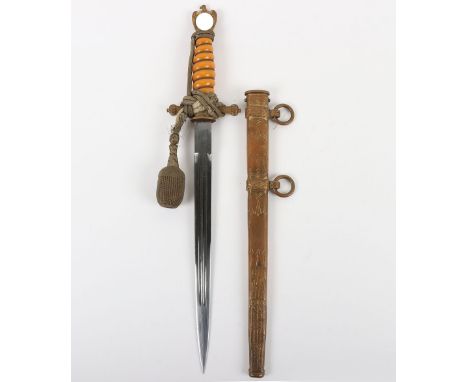 WW2 German Kriegsmarine Officers Dress Dagger by Alcoso, Solingen, good untouched example with an orange celluloid grip havin