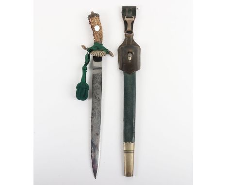 Third Reich Hunting Association (Deutsche Jagerschaft) Cutlas / Dagger by Alex Coppel, Solingen, fine example with stag horn 