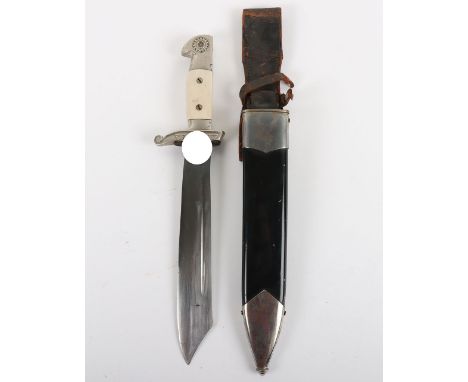 Third Reich TENO (Technische Nothilfe) Enlisted Mans Dress Dagger with Leather Hanger by Carl Eickhorn, Solingen, good exampl