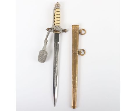German Reichsmarine 1929 Pattern Naval Officers Dagger by E & F Horster, Solingen, good example of the flame pommel top dagge